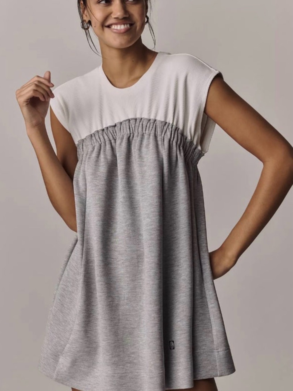 ANTHROPOLOGIE Daily Practice GARDENIA Size M Babydoll Bubble Mini Dress NWT